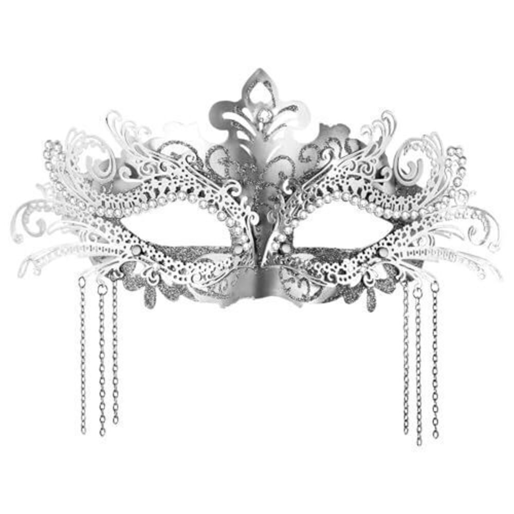5173 Masquerade Mask : Elegant Rhinestone Phoenix Metal Venetian Masks